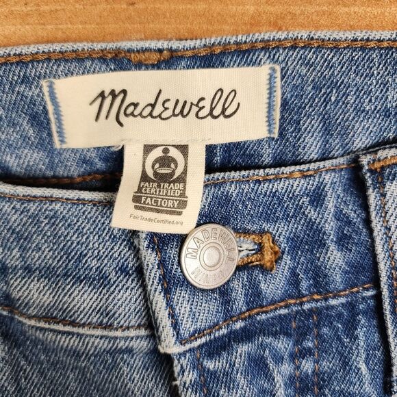 Madewell Jeans Mid-rise Perfect Vintage Distressed Ripped Blue Stretchy Sz 25 - Picture 15 of 16